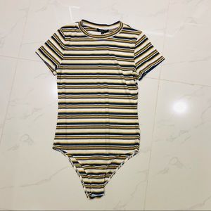 Blue and Yellow Striped Body Suit